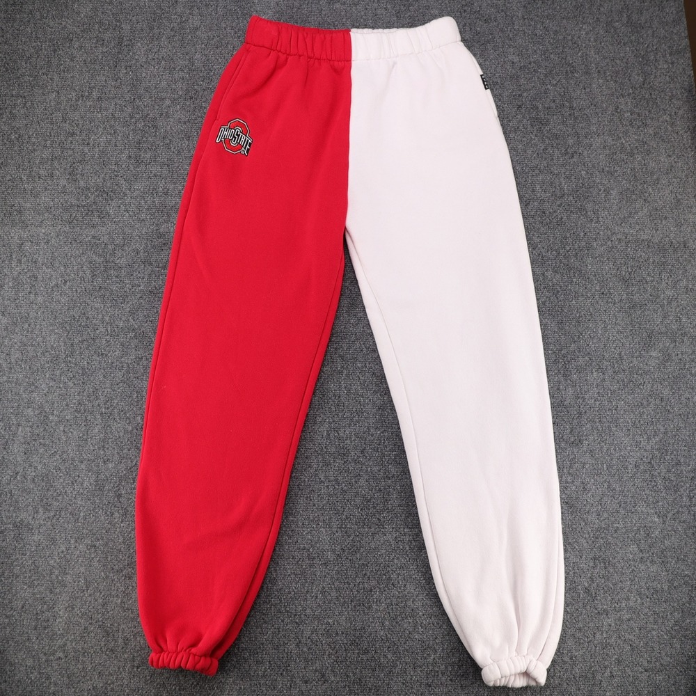Hype and Vice Ohio State Buckeyes Red White Split Two Tone Sweatpants Size M